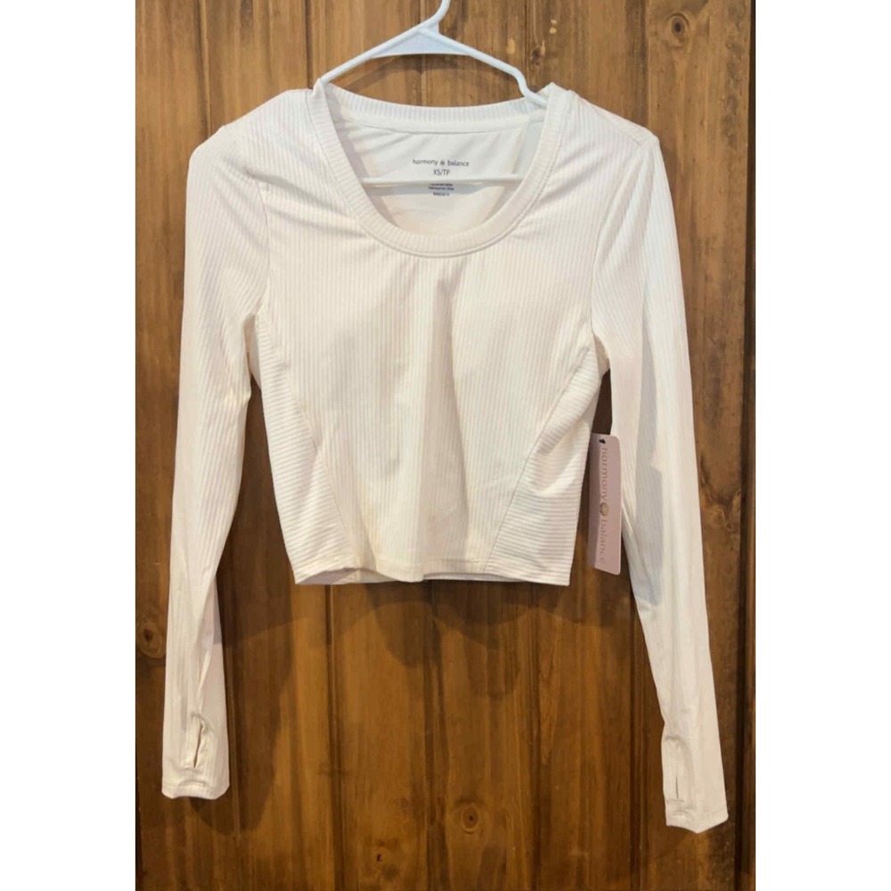 Harmony And Balance Top Womens XS White Long Sleeve Pullover Style CHB1915‎